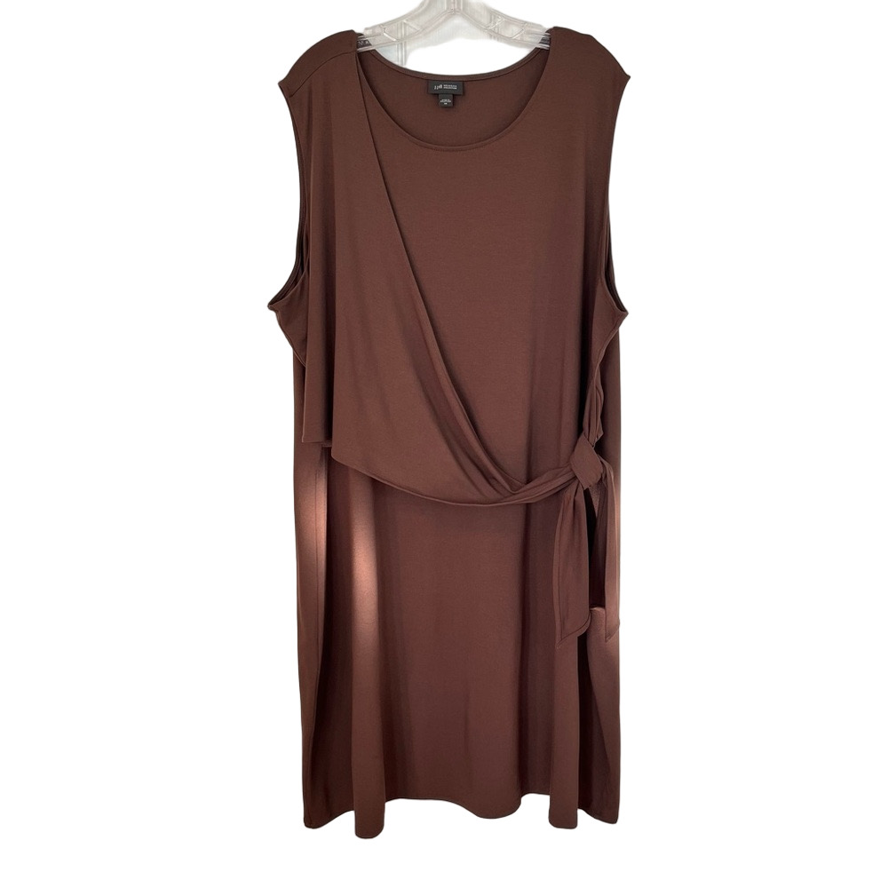 J. Jill Wearever Collection Women’s Stretch Tie-Waist Sleeveless Brown Dress 3X